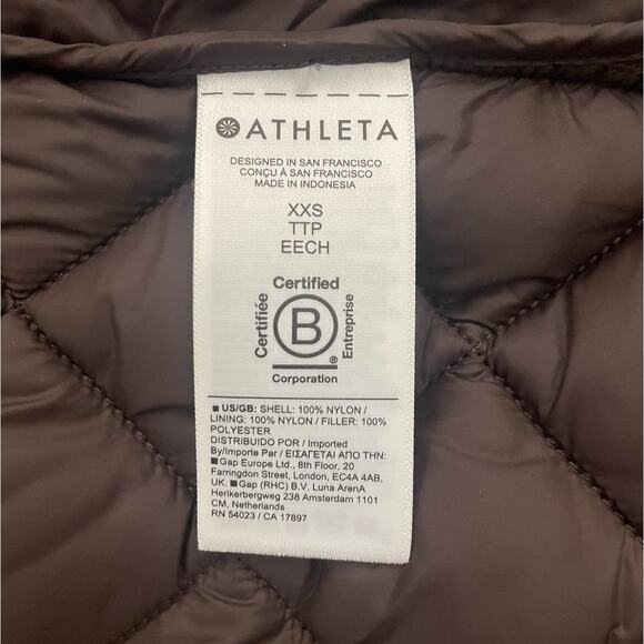 Athleta Whisper Featherless Parka Brown Quilted Hooded Puffer - Picture 5 of 10